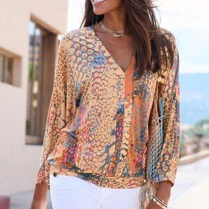 Lascan NWT printed long sleeve top, M